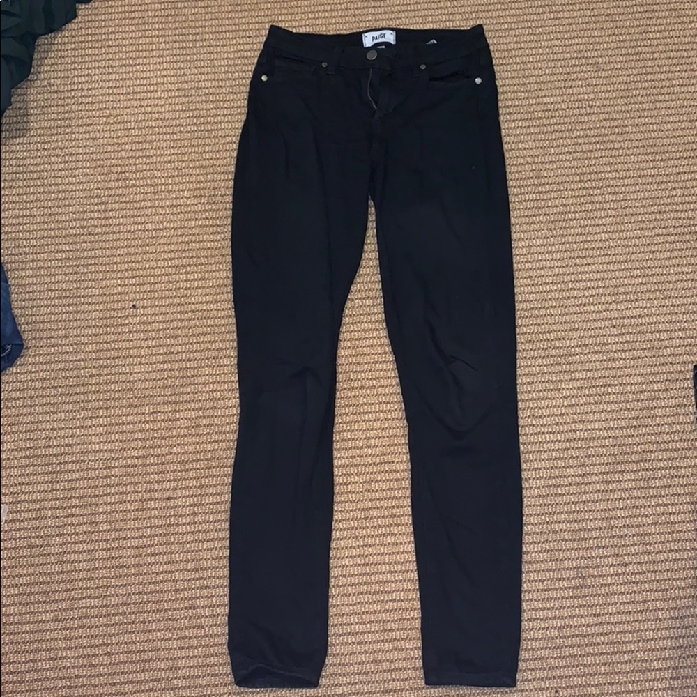 PAIGE high rise skinny black jeans
